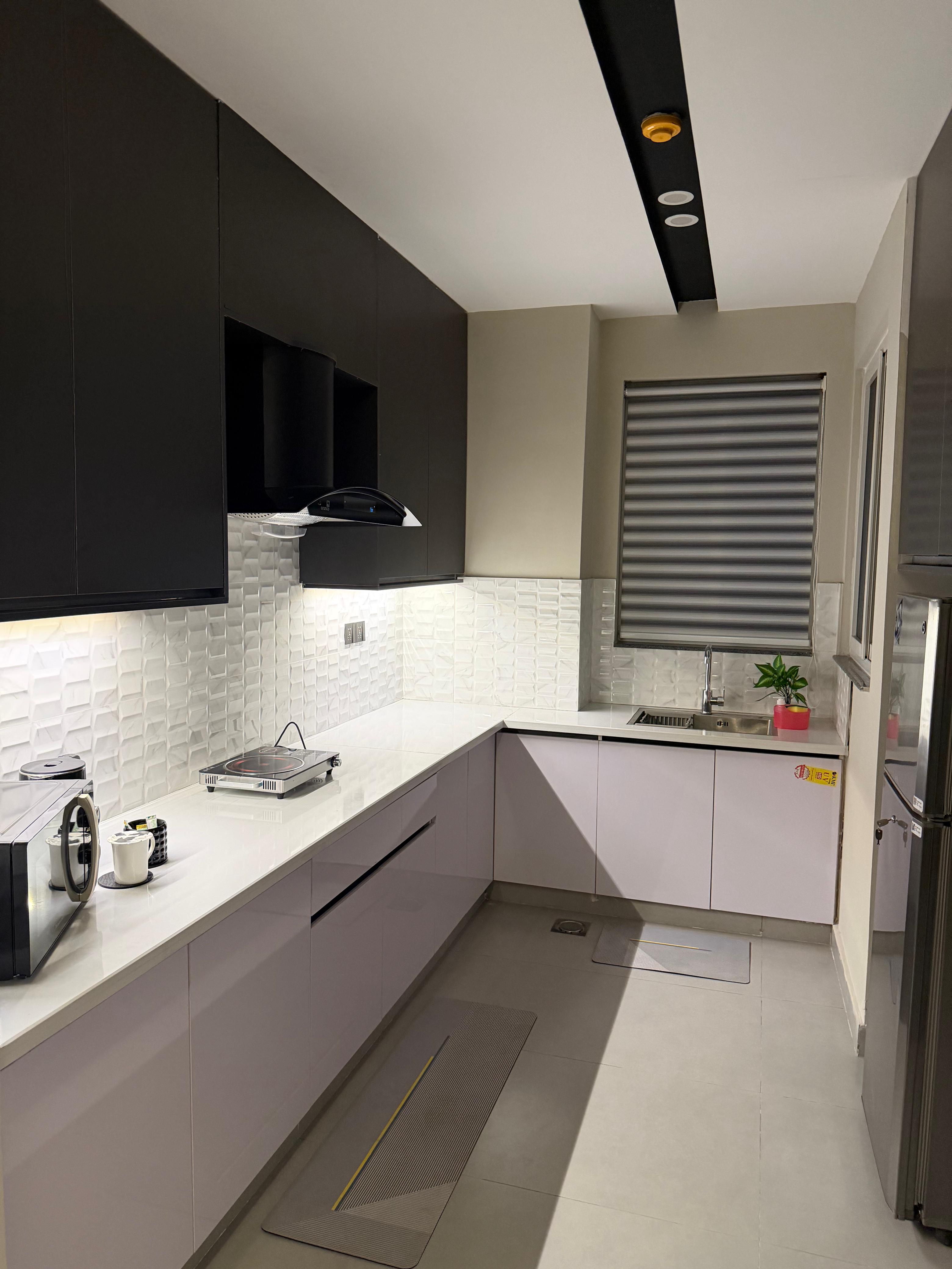 Kitchen cabinets and hood