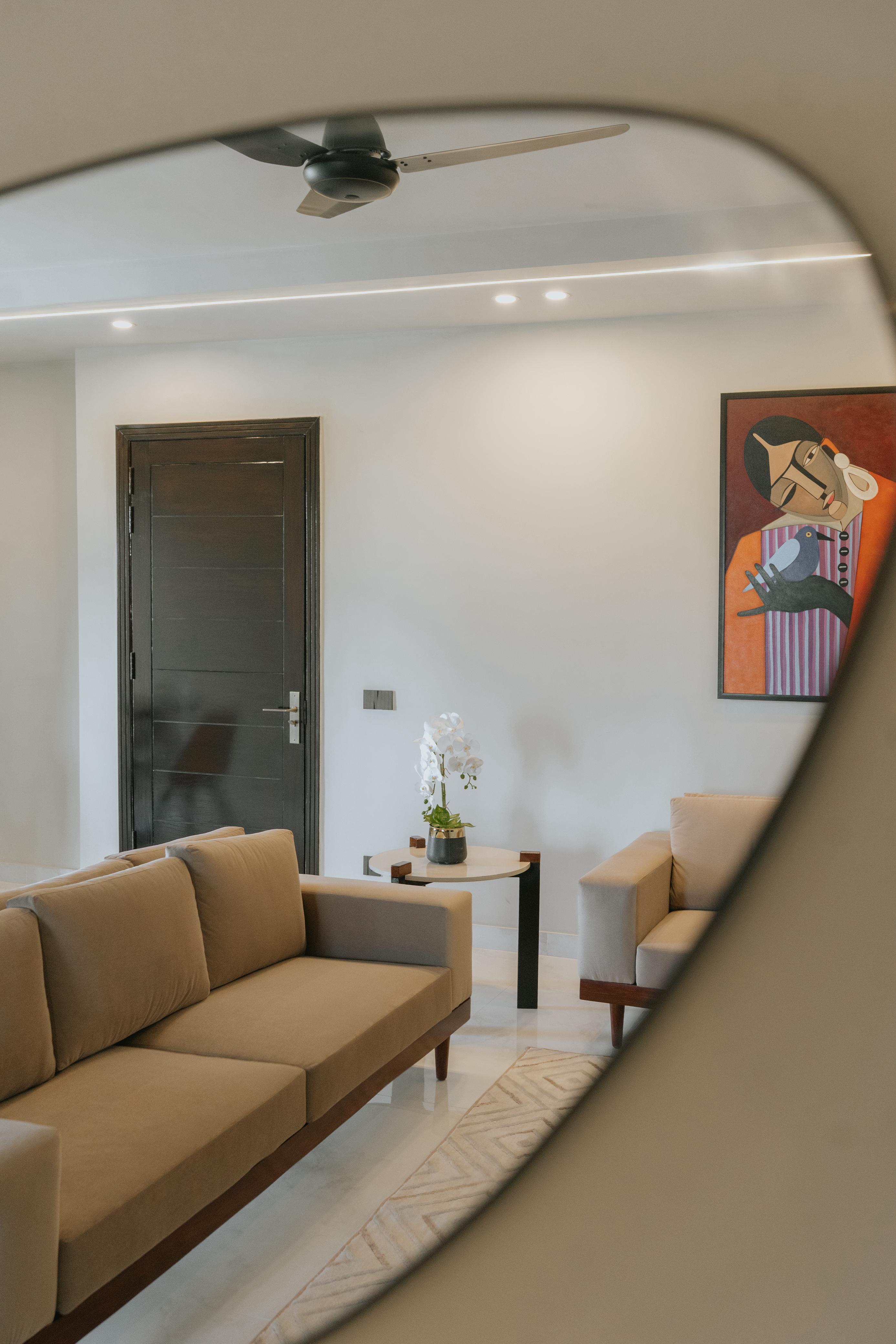 Mirror reflection in living room